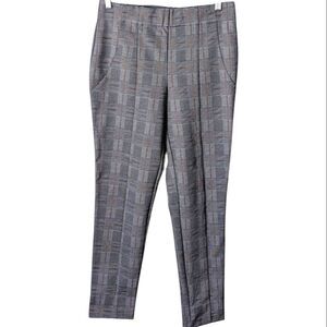 JONES & CO Grey Black High Rise Windowpane Plaid Stretch Trousers M 10 12 14